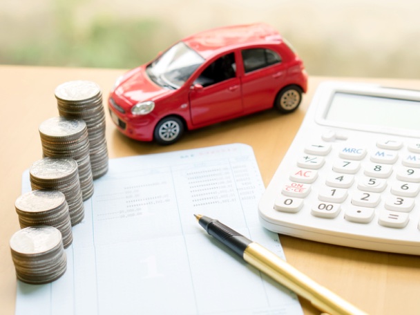 Red car and coins